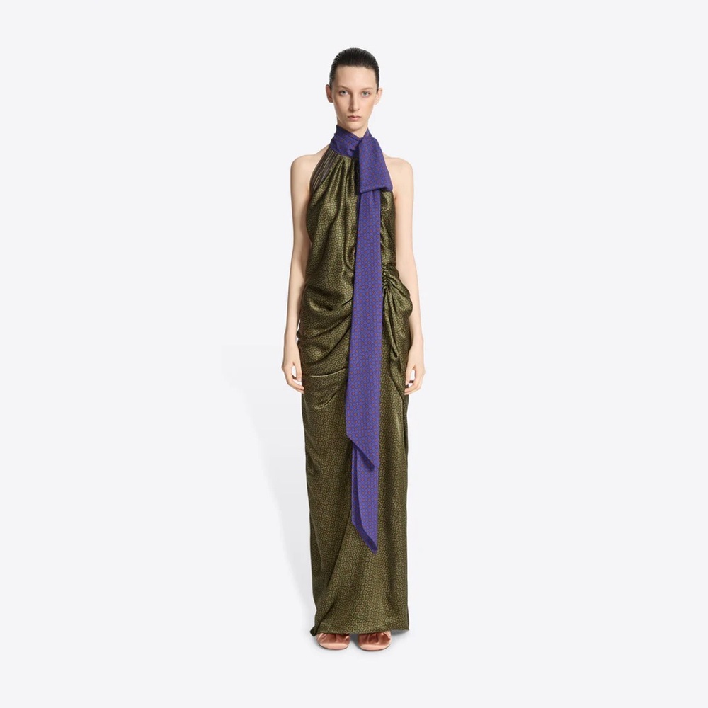 NWT Dries Van Noten Printed Silk Halterneck Dress